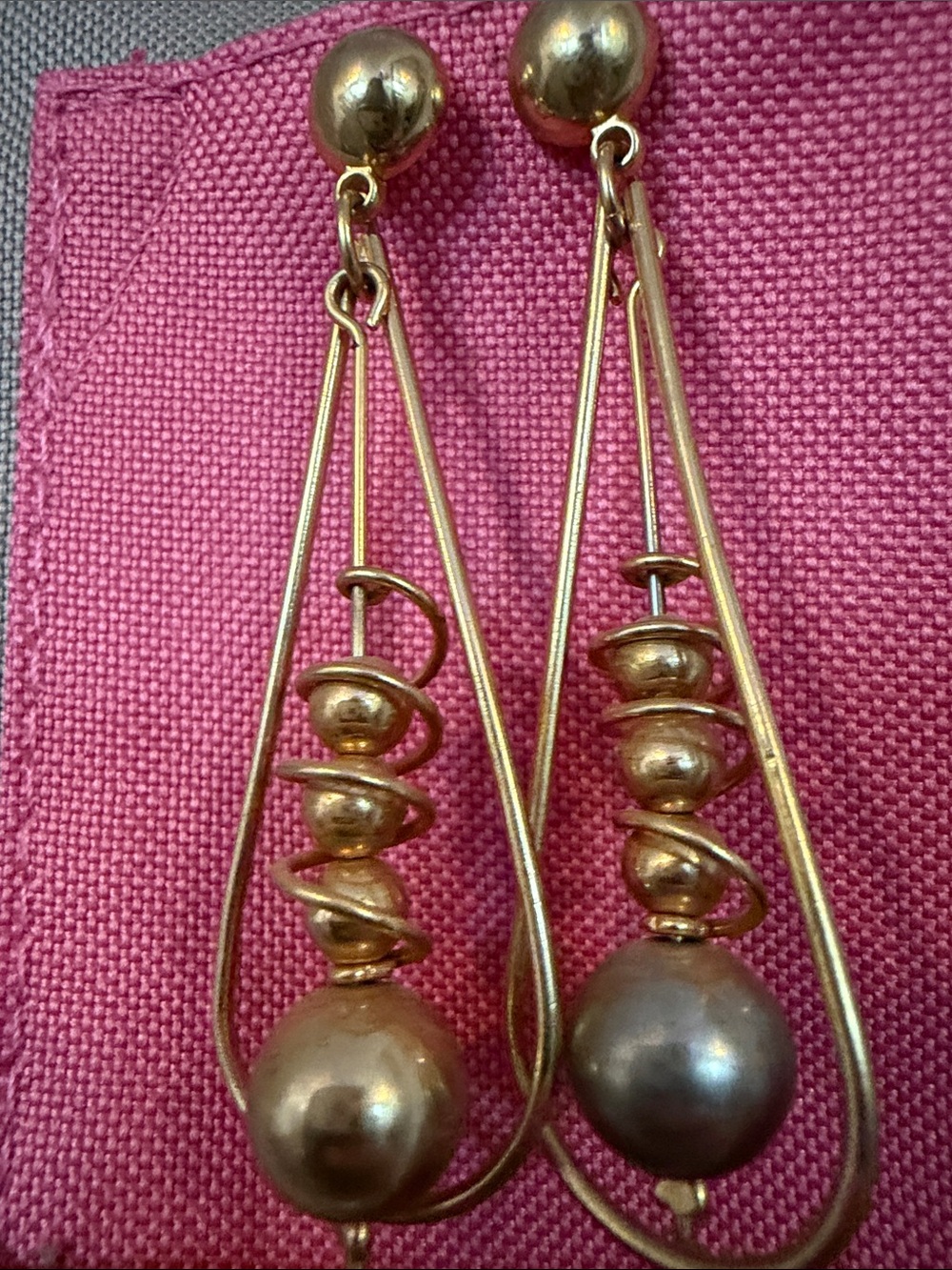 Gold-Tone Pink Drop Earrings
